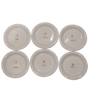 Williams Sonoma Varietal Wine Appetizer Plates (6) Cream Stoneware